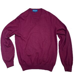 Brooks Brothers Red 2-ply Scottish Cashmere V-Neck Pullover Sweater Sz L